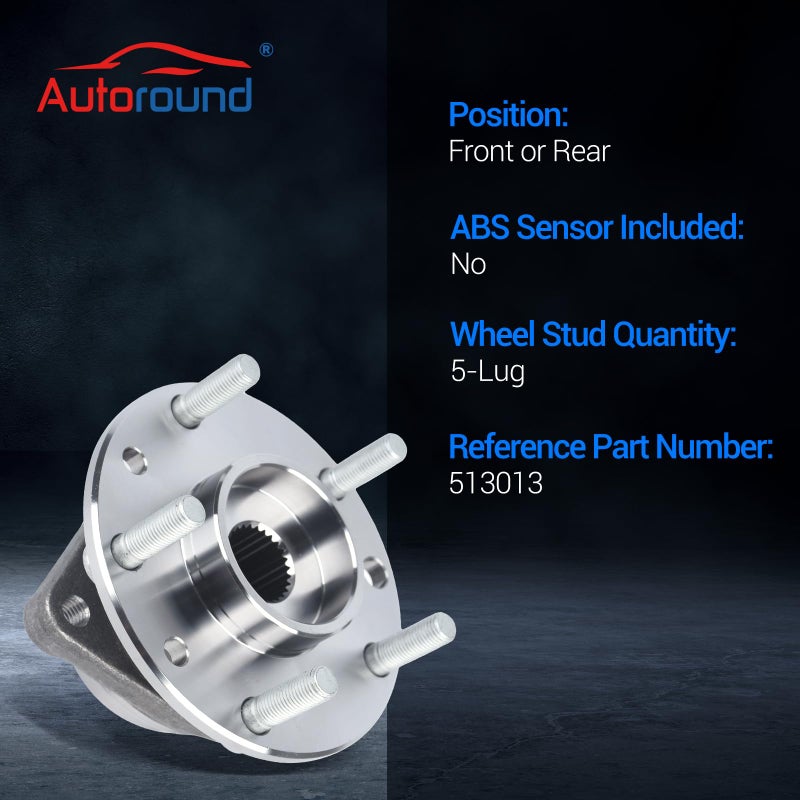 Autoround 513013 Front/Rear Wheel Hub and Bearing Assembly Fit for Chevy S10/GMC S15 1983-90 (4WD), Corvette 84-96, Cadillac Eldorado (Rear)/Seville 80-85, Buick Riviera/Oldsmobile Toronado 1979-85 - Image 3